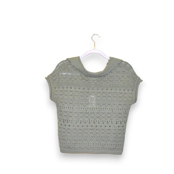 Jessica Simpson Short Sleeve Button Down Cropped Cardigan Sweater Top Size S - Picture 2 of 8